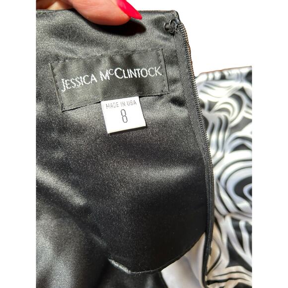 Vintage Jessica McClintock Strapless Black and White Gown - Size 8 - Picture 6 of 16